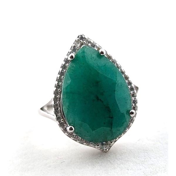 4.7 ct Certified Silver Emerald gemstone Ring ($7,843 Appraisal)