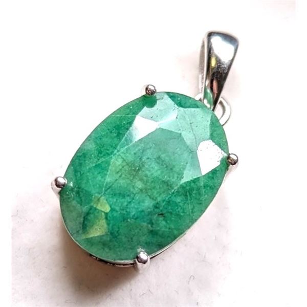 4.5 ct Certified Silver Emerald gemstone Pendant ($11,481 Appraisal)
