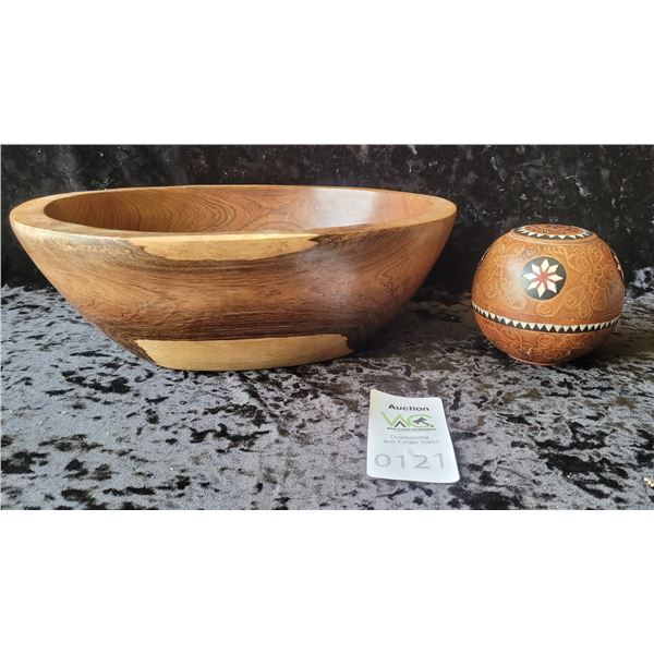 S2 Wood Salad Bowl & Wooden Trinket Box Sphere  A