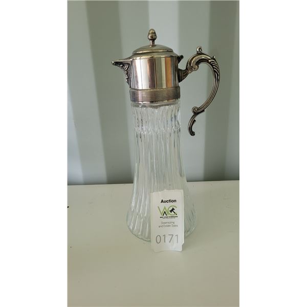 S3 Silver Plated Ribbed Glass Decanter A
