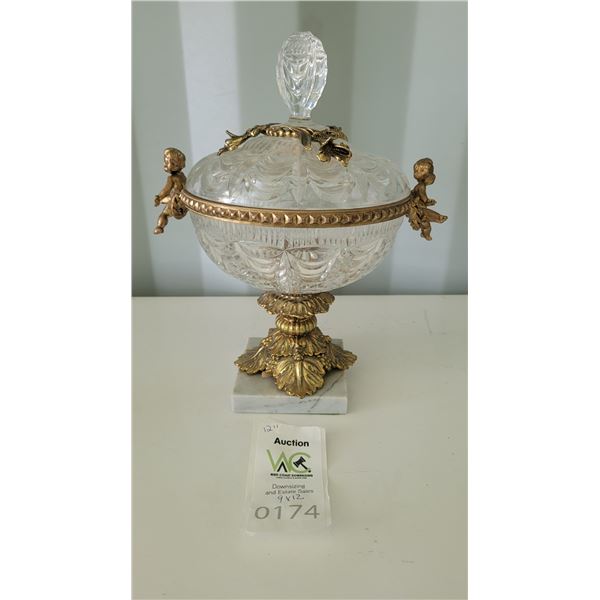 S4 Hollywood Regency Crystal Candy Dish a