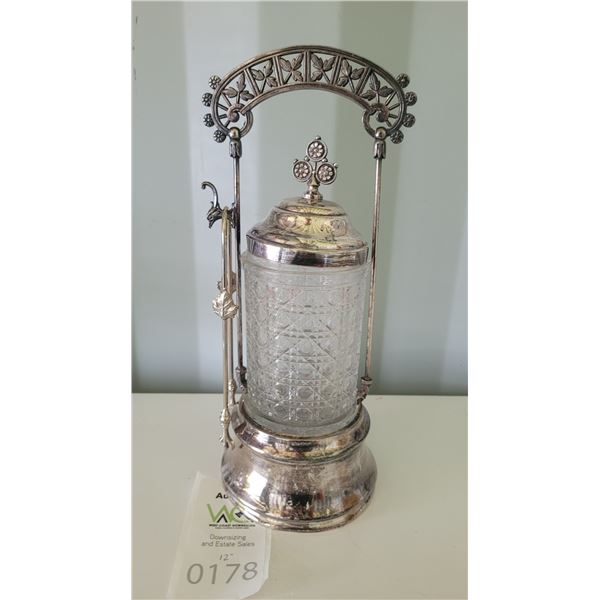 S4 Antique Siver Plated Crystal Pickle Castor A