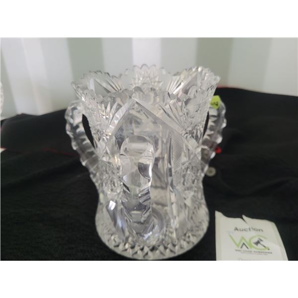 Antique Tri Handle Cut Crystal Spooner A