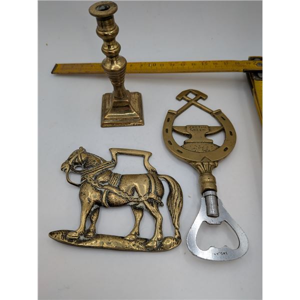English Blacksmith Bottle Opener / Shire Horse Brass / Candle Stick