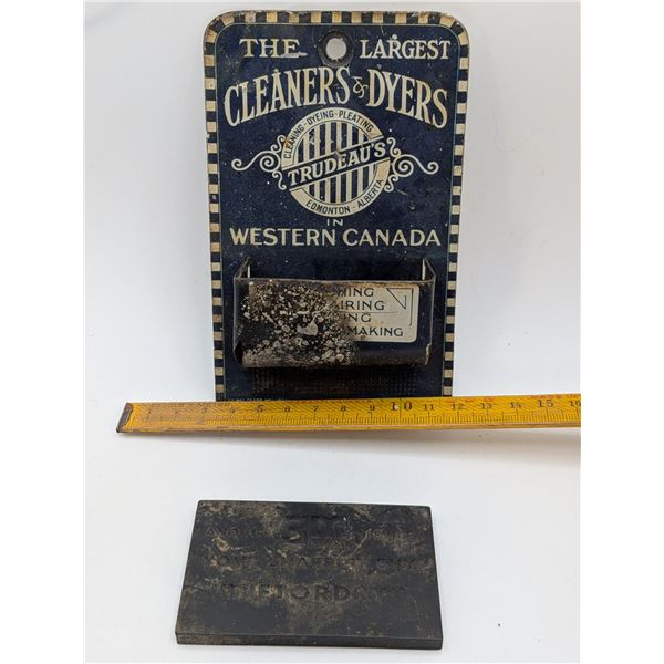 Trudeau's Antique Match Holder / 3M Service Stamp