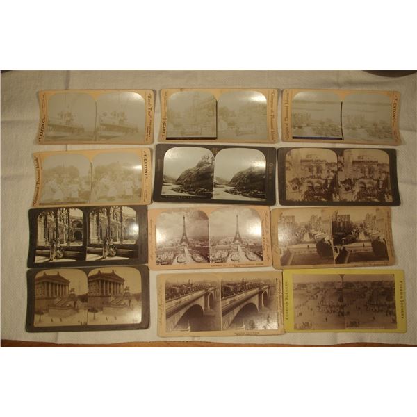 Stereoview Antique Photograph Cards Lot (12 Pieces)