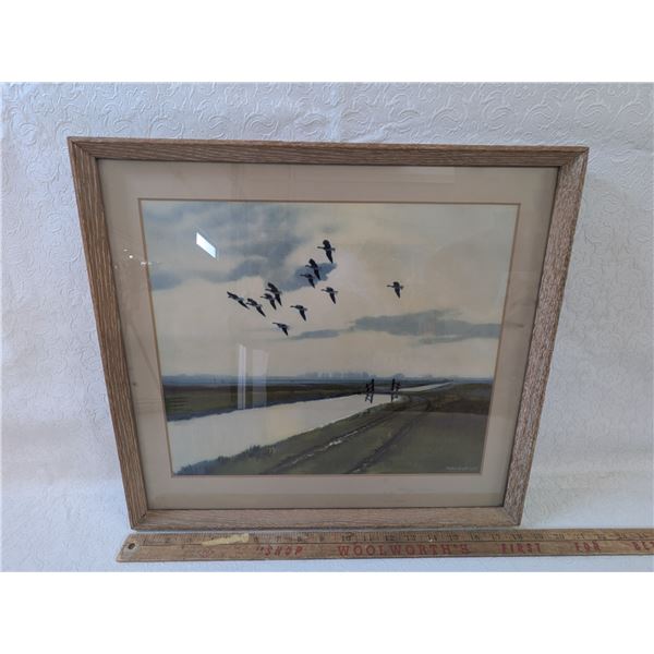 The Wide Fens Geese Print by Sir Peter Scott 18 x16.5 1951