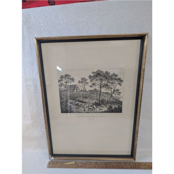 Habitation of the Savage North Framed Etching Louis Choiris 18 x 19.5