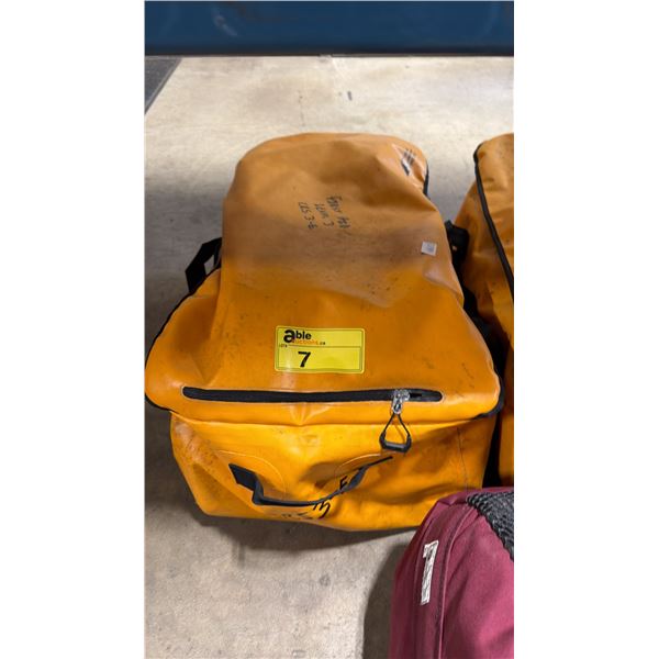 MEC COMMERCIAL BACKCOUNTRY LEVEL 3 EMERGENCY FIRST AID KIT IN ORANGE DUFFEL STYLE DRY BAG