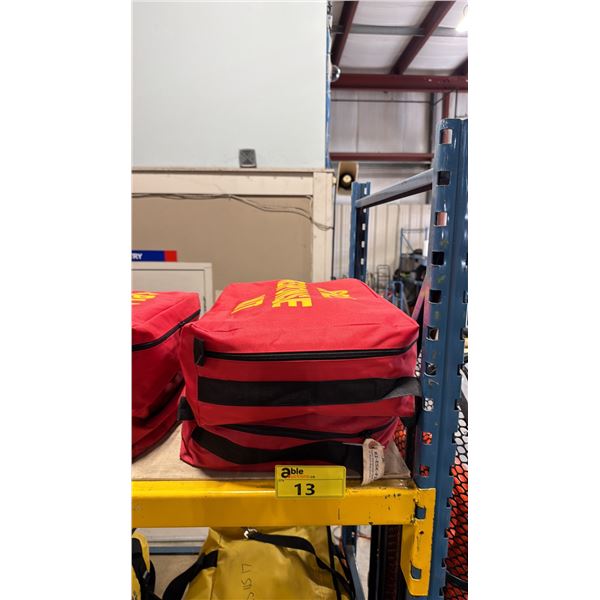 2 COMMERCIAL CONTRACTOR SPILL RESPONSE KITS IN RED SOFT TRANSPORT BAGS