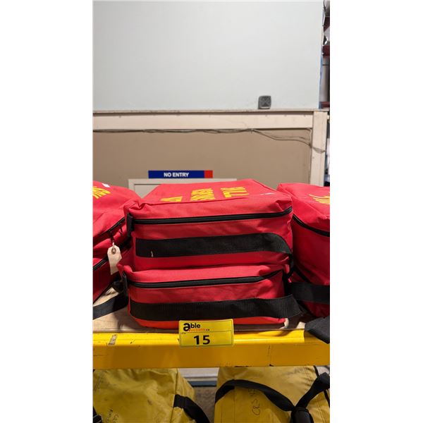 2 COMMERCIAL CONTRACTOR SPILL RESPONSE KITS IN RED SOFT TRANSPORT BAGS
