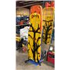 Image 1 : 2 ADJUSTABLE PLASTIC COATED COMMERCIAL SPINEBOARDS, 1 ORANGE & 1 YELLOW PLASTIC 6' SPINE BOARDS ON