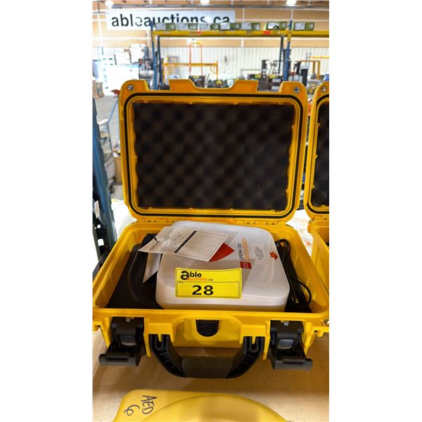 PHYSIO CONTROL LIFEPAK CR2 COMMERCIAL AED DEFIBRILLATOR IN NANUK 915 YELLOW HARD TRANSPORT CASE