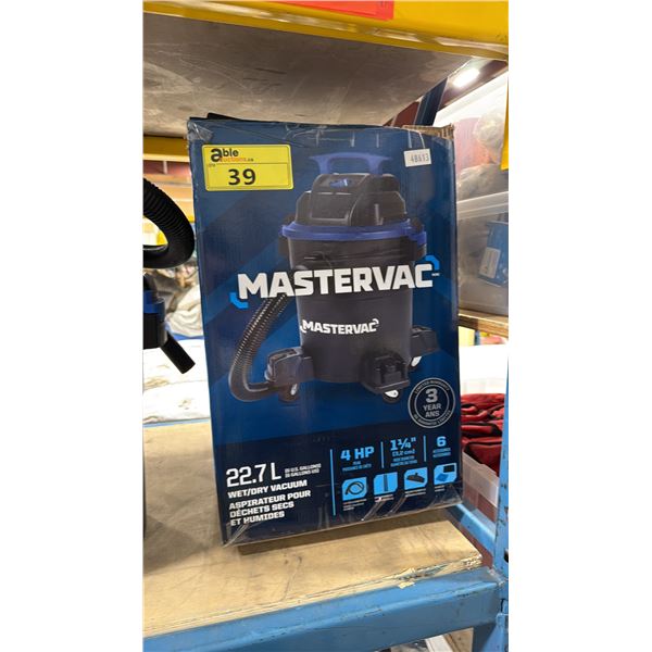 MASTERVAC 22.7L MOBILE ELECTRIC WET / DRY SHOP VACUUM WITH HOSES & ATTACHMENT