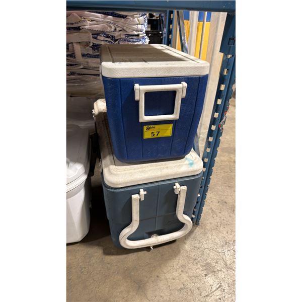 2 BLUE ASSORTED SIZED PORTABLE COOLERS *MUST TAKE BOTH*