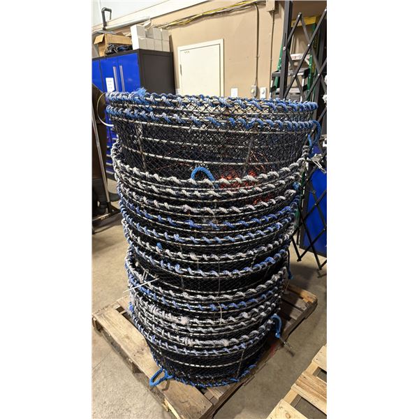 5 LADNER COMMERCIAL STAINLESS STEEL STACKING MESH PRAWN TRAPS