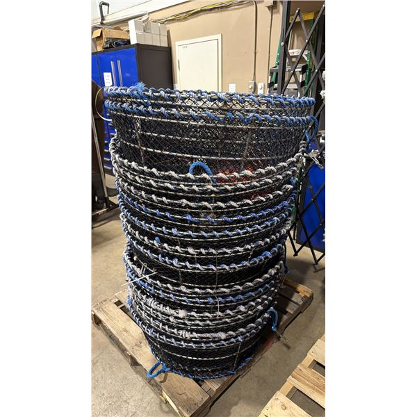 5 LADNER COMMERCIAL STAINLESS STEEL STACKING MESH PRAWN TRAPS