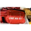 Image 2 : CLEAR PLASTIC BIN OF ASSORTED SMALL COMMERCIAL FIRST AID KITS IN SOFT TRANSPORT CASES *BIN INCLUDED*
