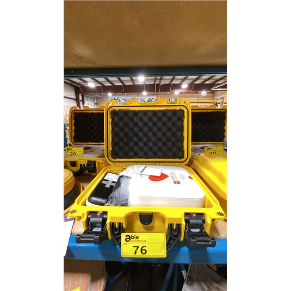 PHYSIO CONTROL LIFEPAK CR2 COMMERCIAL AED DEFIBRILLATOR IN NANUK 915 YELLOW HARD TRANSPORT CASE