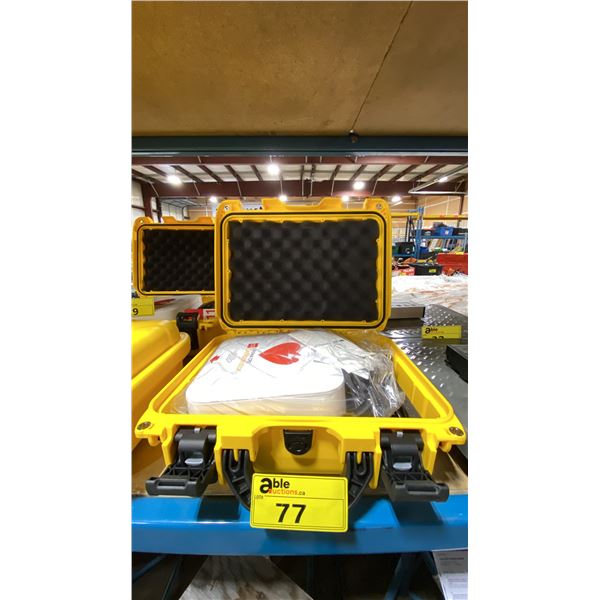 PHYSIO CONTROL LIFEPAK CR2 COMMERCIAL AED DEFIBRILLATOR IN NANUK 915 YELLOW HARD TRANSPORT CASE