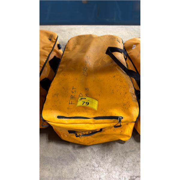 MEC COMMERCIAL BACKCOUNTRY LEVEL 3 EMERGENCY FIRST AID KIT IN ORANGE DUFFEL STYLE DRY BAG