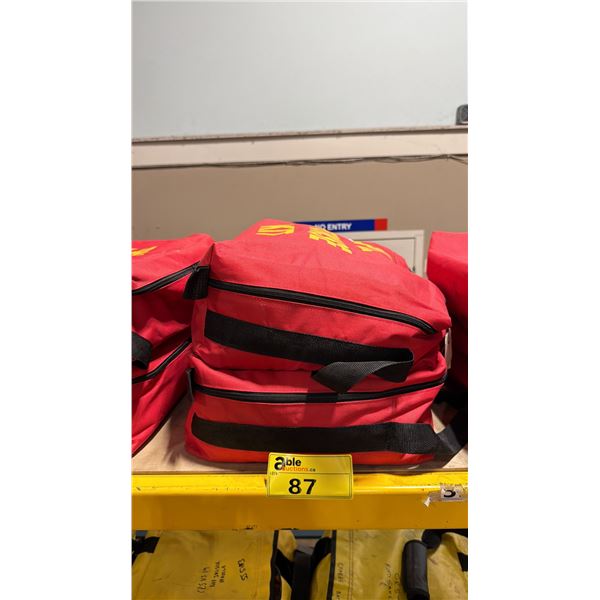 2 COMMERCIAL CONTRACTOR SPILL RESPONSE KITS IN RED SOFT TRANSPORT BAGS