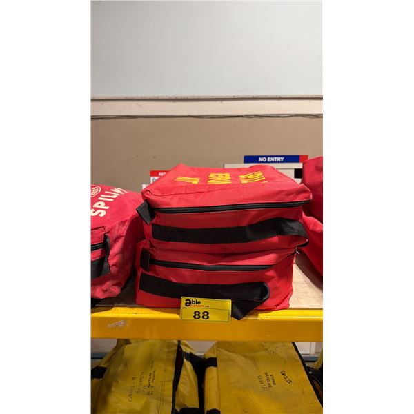 2 COMMERCIAL CONTRACTOR SPILL RESPONSE KITS IN RED SOFT TRANSPORT BAGS