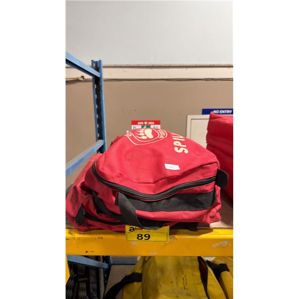 2 COMMERCIAL CONTRACTOR SPILL RESPONSE KITS IN RED SOFT TRANSPORT BAGS *INCOMPLETE*