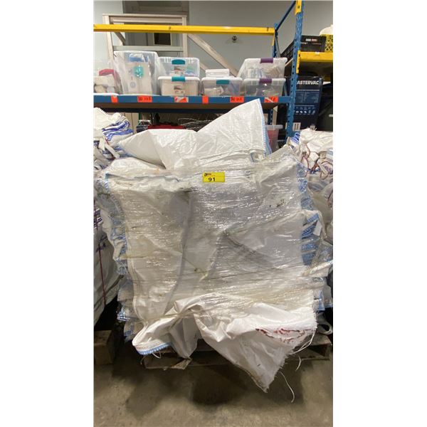 PALLET OF 38" X 38" X 54" COMMERCIAL PLASTIC WOVEN TRANSPORT BAGS *MUST TAKE ALL ON PALLET*