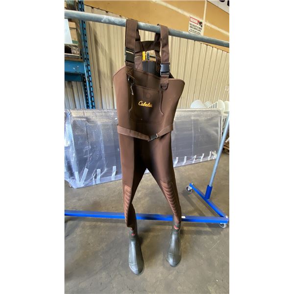 CABELA'S BROWN NEOSTRETCH NEOPRENE CHEST WADERS WITH 3M 200G INSULATED BOOTS SIZE 10R