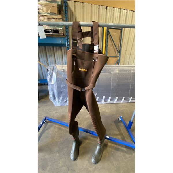 CABELA'S BROWN NEOSTRETCH NEOPRENE CHEST WADERS WITH 3M 200G INSULATED BOOTS SIZE 10R