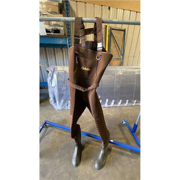 CABELA'S BROWN NEOSTRETCH NEOPRENE CHEST WADERS WITH 3M 200G INSULATED BOOTS SIZE 10R
