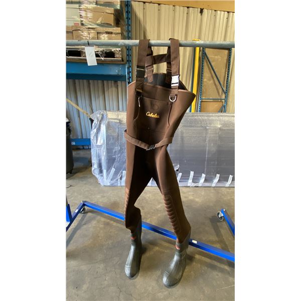 CABELA'S BROWN NEOSTRETCH NEOPRENE CHEST WADERS WITH 3M 200G INSULATED BOOTS SIZE 10R