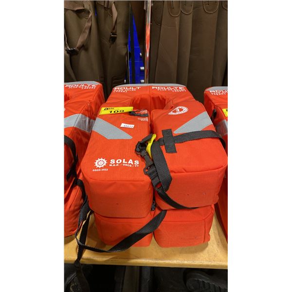2 MUSTANG SURVIVAL SOLAS TYPE 1 ADULT LIFE JACKETS