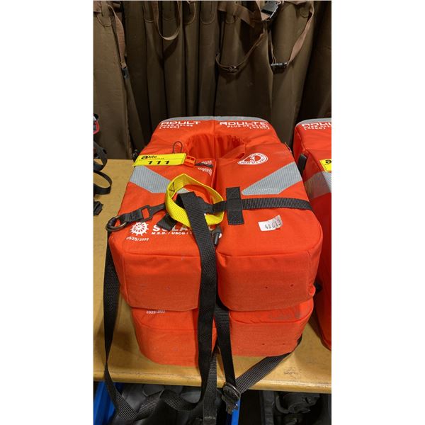 2 MUSTANG SURVIVAL SOLAS TYPE 1 ADULT LIFE JACKETS