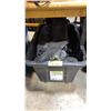 Image 1 : BLACK PLASTIC BIN OF ASSORTED PAIRS OF STEEL TOE AND RUBBER GUM BOOTS *BIN INCLUDED*