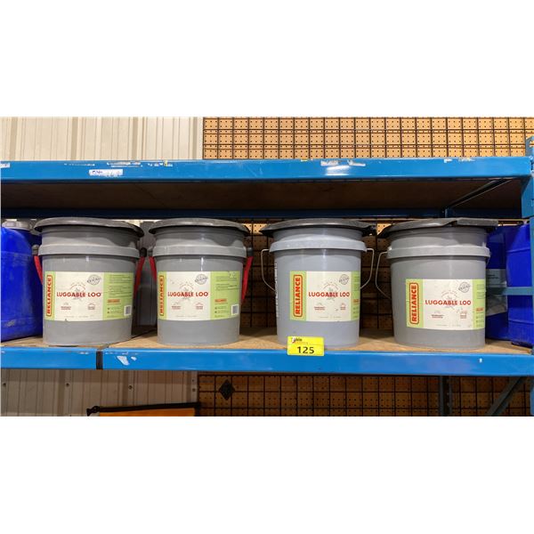 4 LUGGABLE LOO 5 GAL PORTABLE WASTE BUCKETS WITH LIDS