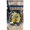 Image 1 : LARGE BLACK PLASTIC BIN OF ASSORTED INDUSTRIAL LIFTING STRAPS / SLINGS *PLASTIC BIN INCLUDED*