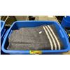 Image 1 : BLUE PLASTIC BIN OF GREY WOOL FIRST AID BLANKETS *BIN INCLUDED*