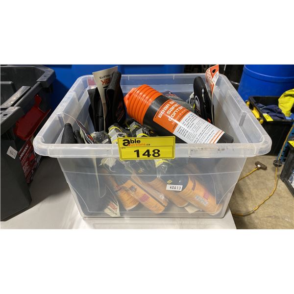 CLEAR PLASTIC BIN OF BEAR REPELLANT, HOLSTERS & CONTAINER *BIN INCLUDED*