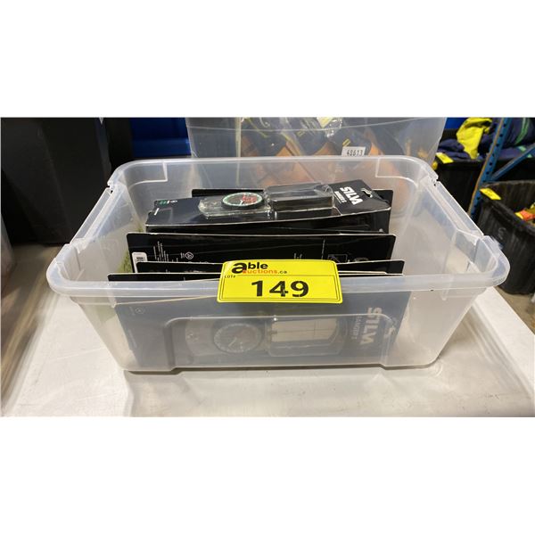 CLEAR PLASTIC BIN OF SILVA RANGERS NIGHT USE PORTABLE COMPASS *BIN INCLUDED*