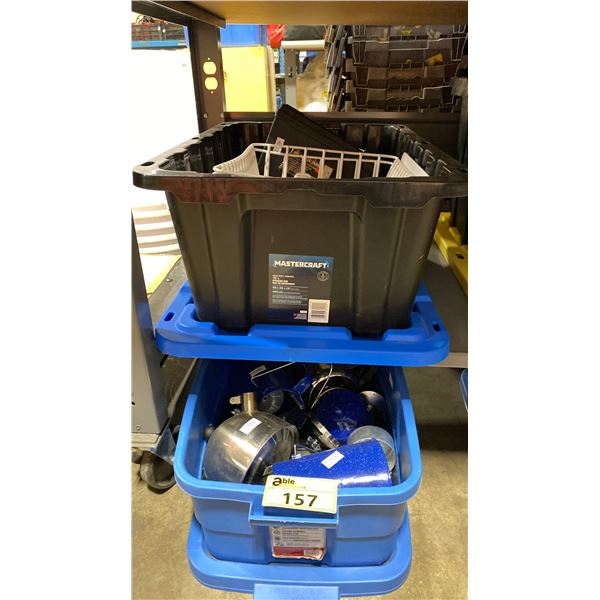 2 PLASTIC BINS OF ASSORTED OUTDOOR DISHWARE & ITEMS *BINS INCLUDED*