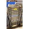Image 1 : STACK OF 15 GREY PLASTIC COMMERCIAL FOLD TOP STACKING STORAGE BINS