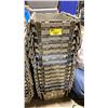 Image 1 : STACK OF 15 GREY PLASTIC COMMERCIAL FOLD TOP STACKING STORAGE BINS