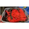 Image 2 : BLUE PLASTIC BIN OF ASSORTED RED INDUSTRIAL PROTECTIVE CHAPS *BIN INCLUDED*