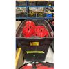 Image 1 : BLACK PLASTIC BIN OF ASSORTED SWIFT WATER HELMETS *BIN INCLUDED*