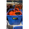 Image 1 : BLUE PLASTIC BIN OF ASSORTED CONSTRUCTION HELMETS *BIN INCLUDED*