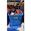 Image 1 : BLUE PLASTIC BIN OF ASSORTED CONSTRUCTION HELMETS *BIN INCLUDED*