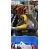 Image 1 : BLACK PLASTIC BIN OF ASSORTED INDUSTRIAL FACE SHIELDS *BIN INCLUDED*