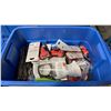 Image 2 : BLUE PLASTIC BIN OF ASSORTED PPE, WHISTLES, & GLOVES *BIN INCLUDED*